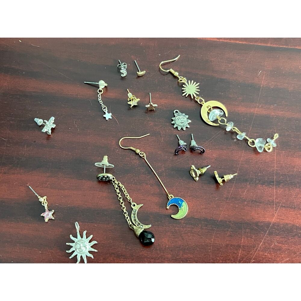 Celestial Jewelry Lot Stars Moons Sun Single Earrings Pendants